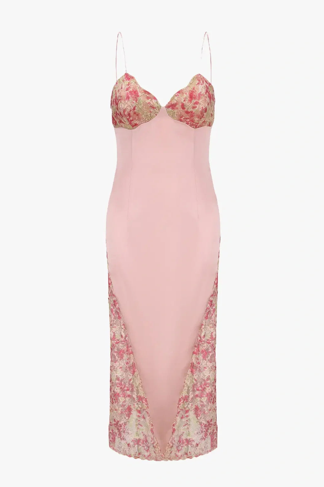 Sweety Sheath Spaghetti Straps Pink Tea Length Party Dress With Lace AD100