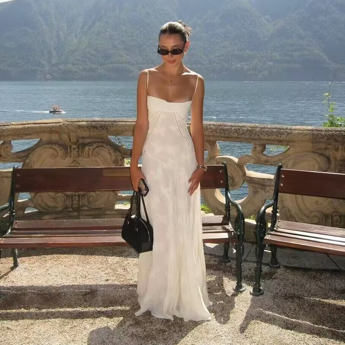 Sleek Lavender Floral Jacquard Satin Spaghetti Straps Corset A Line Long Prom Dress AD1000