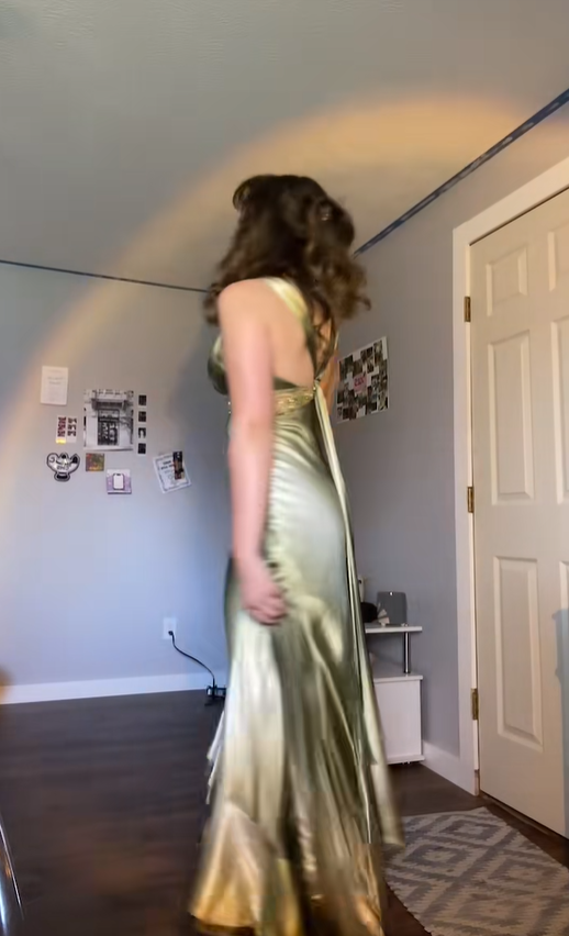 Viral Elegant Gradient Olive Green Tie Strap Deep V Neck Rhinestone Beaded Mesh Waist Satin Uneven Ruffle Hem Mermaid Long Prom Dress AD1016
