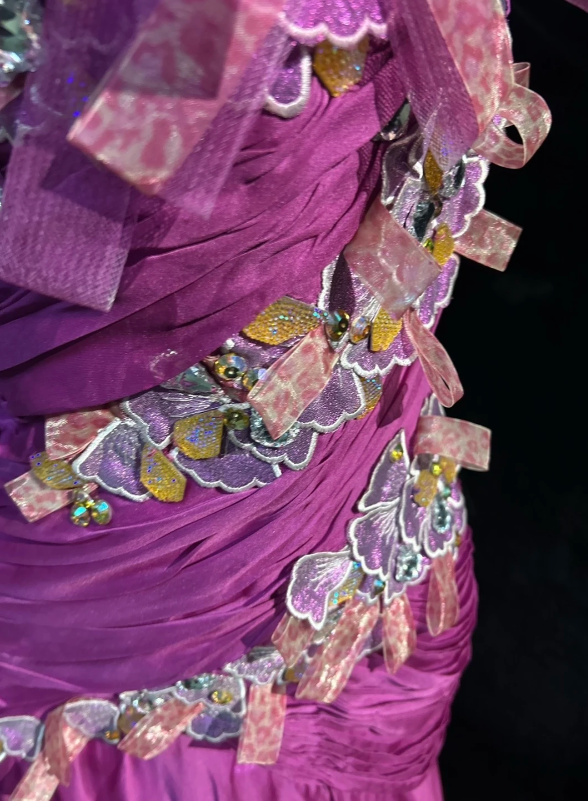 Stunning Fuchsia One Shoulder Ruched Bodice 3D Floral Rhinestone Appliques Mermaid Long Prom Dress AD1027