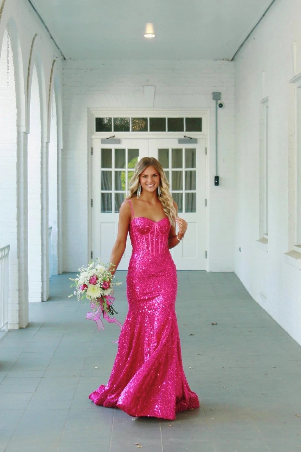 Bling Mermaid Spaghetti Straps Light Blue Sequins Long Prom Dress AD112