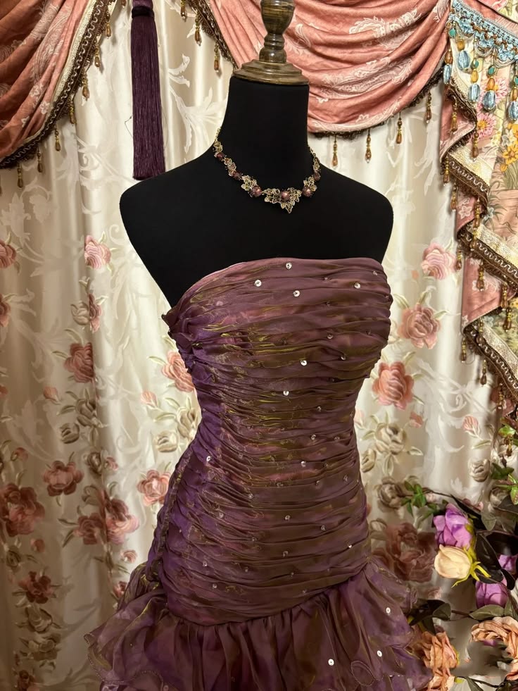 Mysterious Purple Strapless Ruched Sequin Multi-Layer Ruffled Mermaid Long Prom Dress AD1122