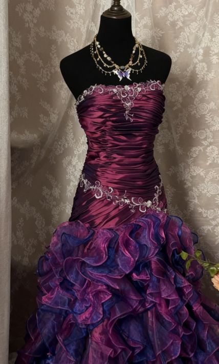 Enchanted Green Strapless Lace Applique Ruched Bodice Layered Ruffle Mermaid Long Prom Dress AD1135