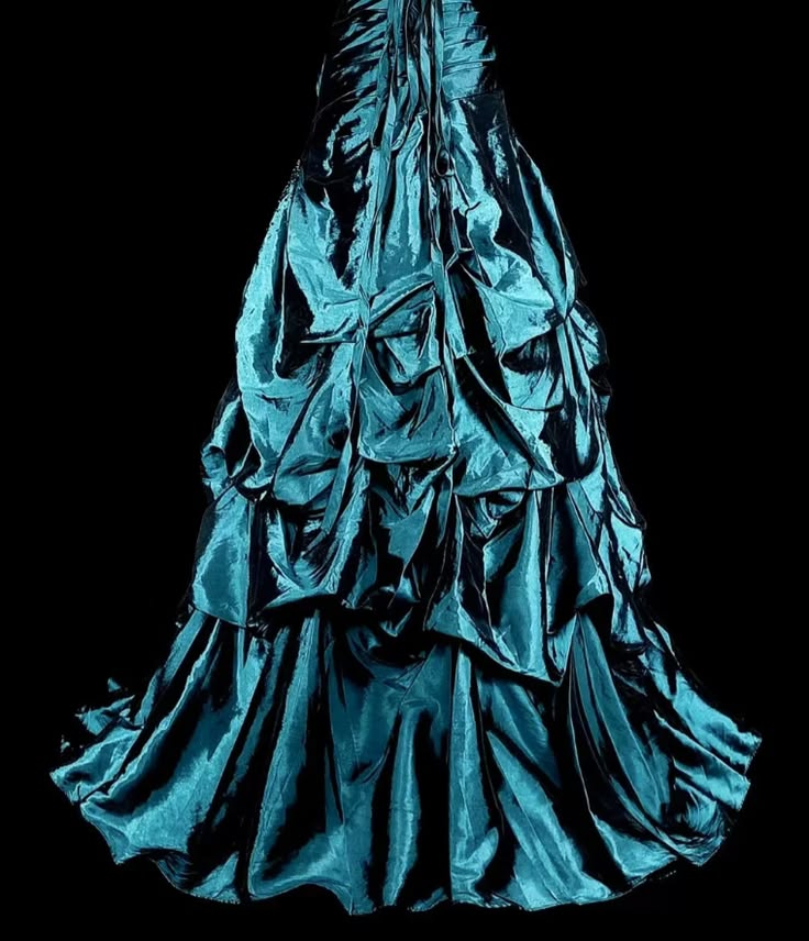 Moody Teal Strapless Draped Ruffle Layered Long Mermaid Prom Dress AD1137