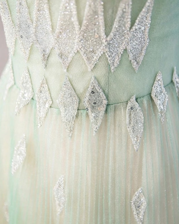Fresh Mint Ombre Strapless Sequin Tulle A-Line Long Prom Dress AD1178