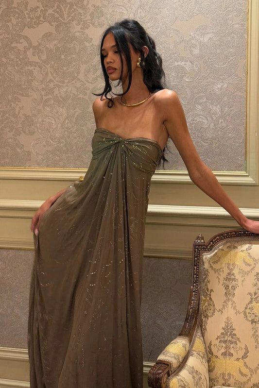 Trendy A Line Sweetheart Dark Green Long Party Dress With Beading AD130
