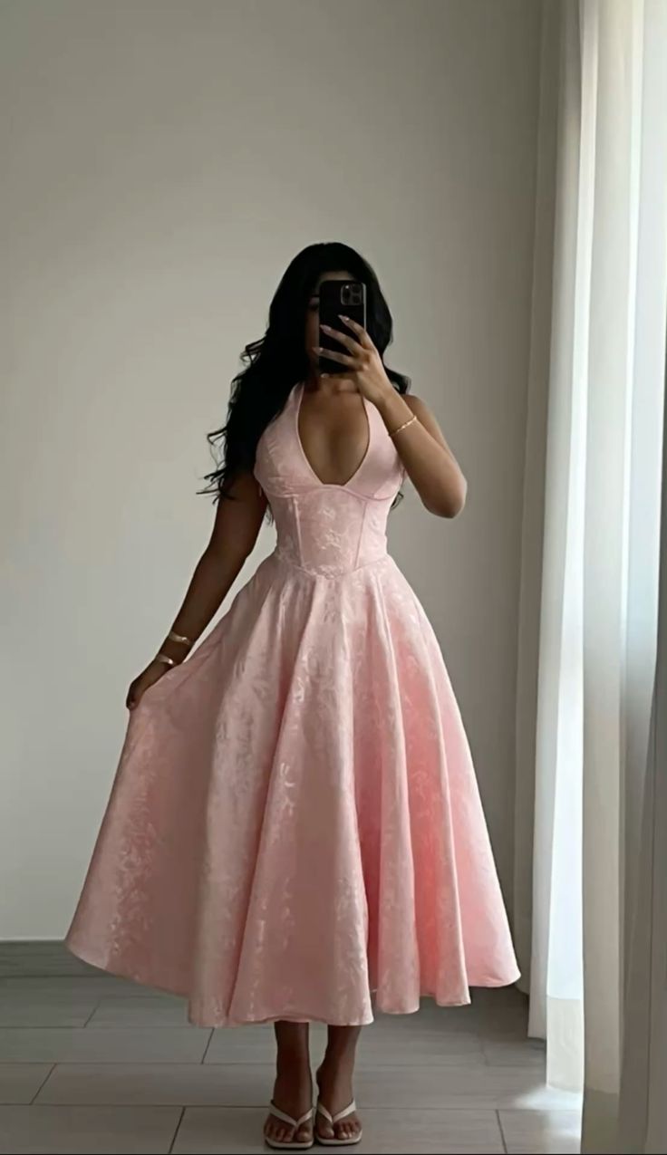 Glam Red Jacquard Halter Deep V Neck Sleeveless Corset Bodice A-Line Long Prom Dress AD1362
