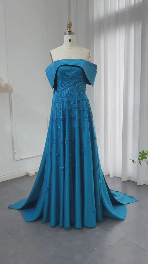 Elegant Pale Yellow Off Shoulder Beaded A-line Long Prom Dress With Train AD1379