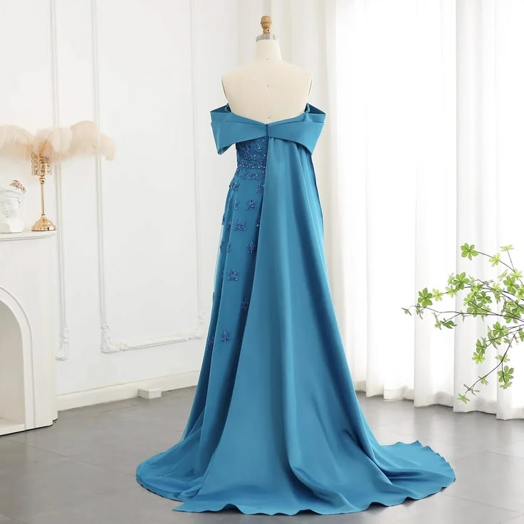 Elegant Pale Yellow Off Shoulder Beaded A-line Long Prom Dress With Train AD1379