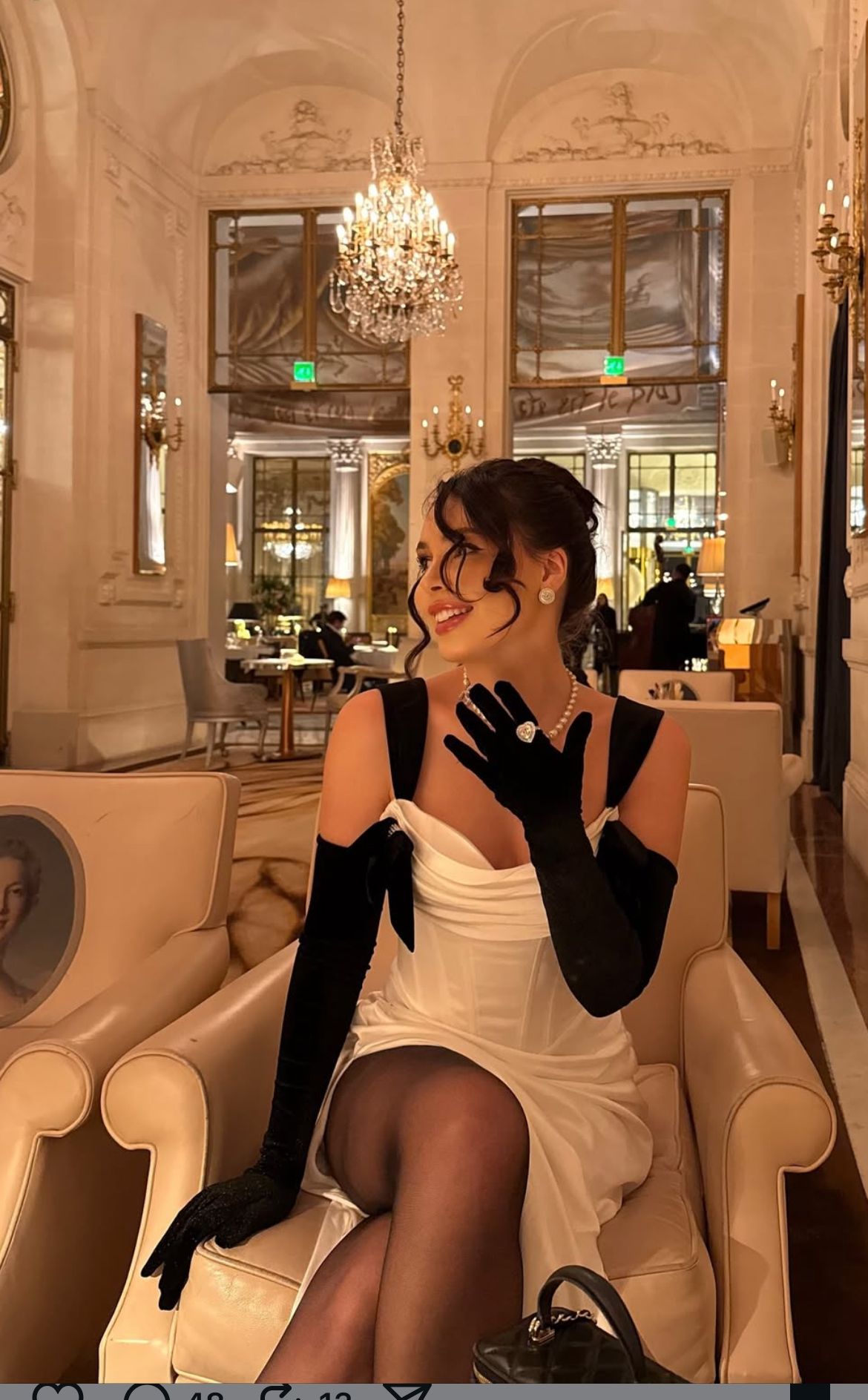 Elegant White Satin Ruched Corset Bodycon Long Prom Dress With Black Bow Straps And Matching Long Gloves AD1380