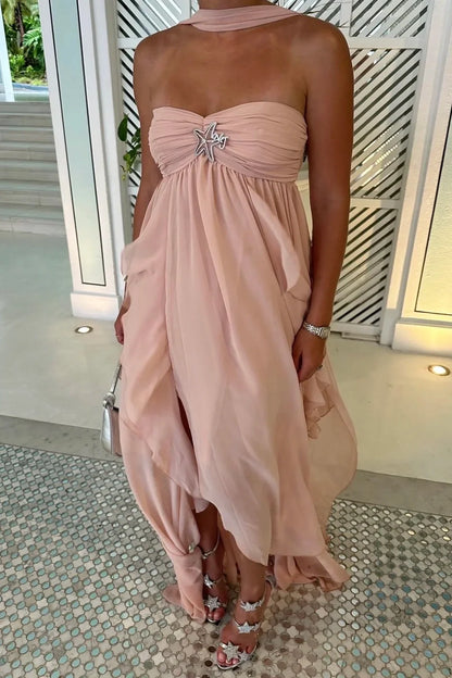 Beautiful A Line Sweetheart White Long Prom Dress With Ruffles Split Front AD140