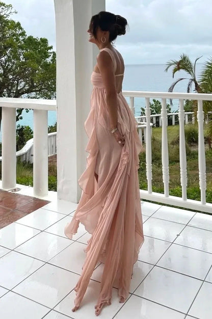 Beautiful A Line Sweetheart White Long Prom Dress With Ruffles Split Front AD140