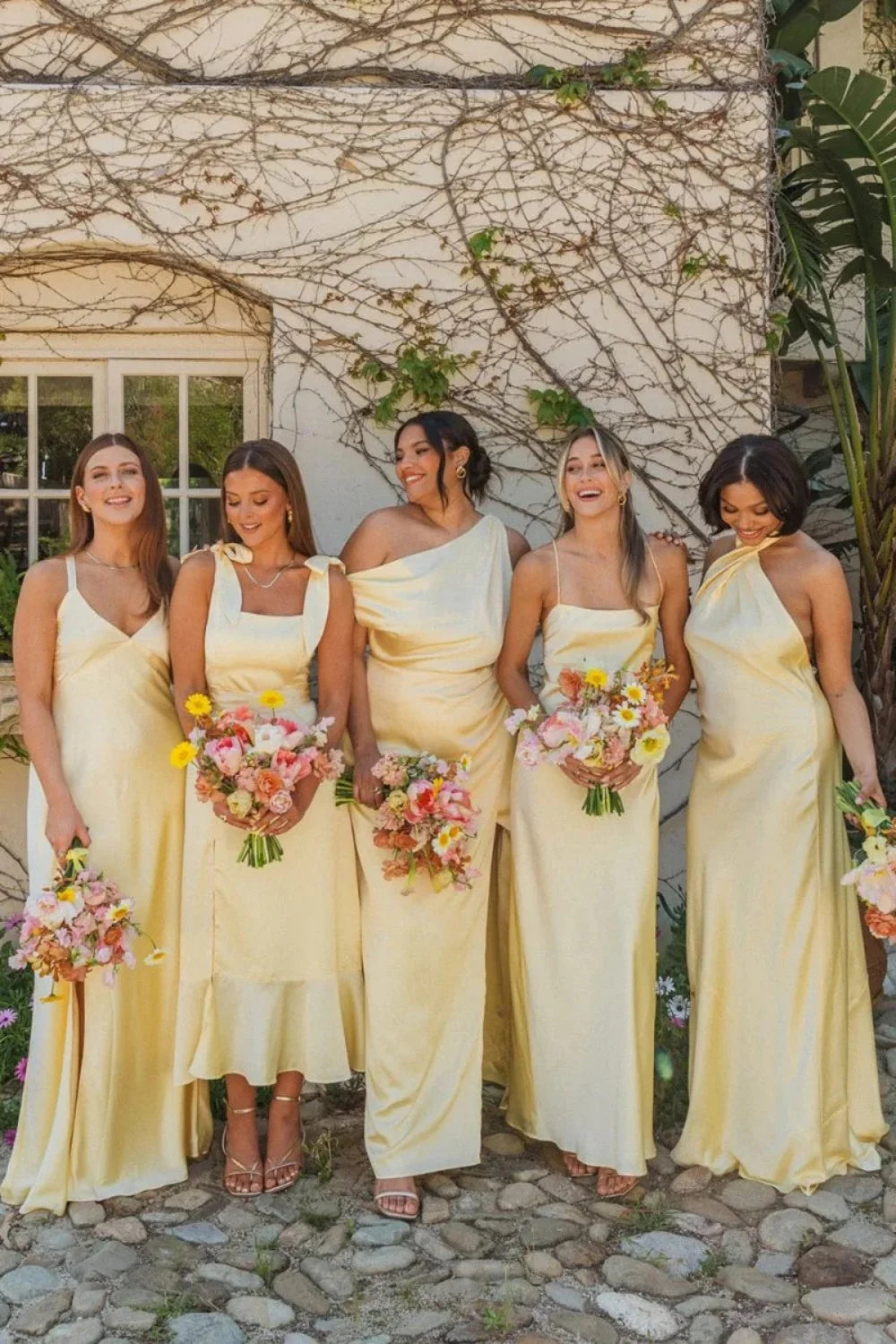 Stunning Sheath Spaghetti Straps Yellow Long Prom Dress With Criss Cross Back AD141