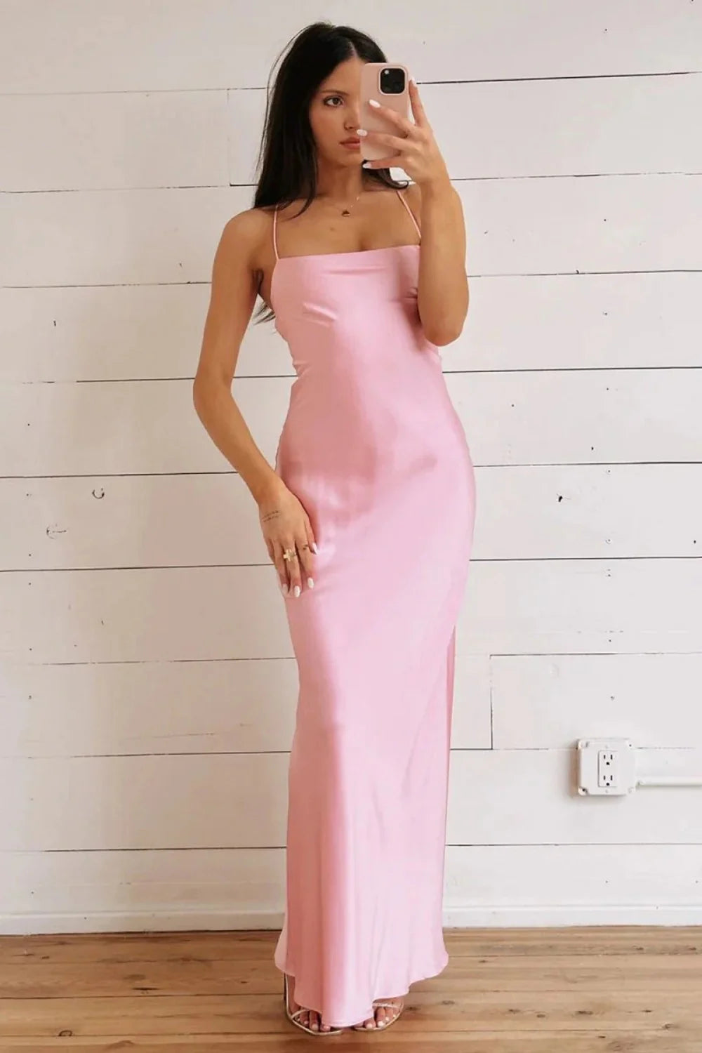 Stunning Sheath Spaghetti Straps Yellow Long Prom Dress With Criss Cross Back AD141
