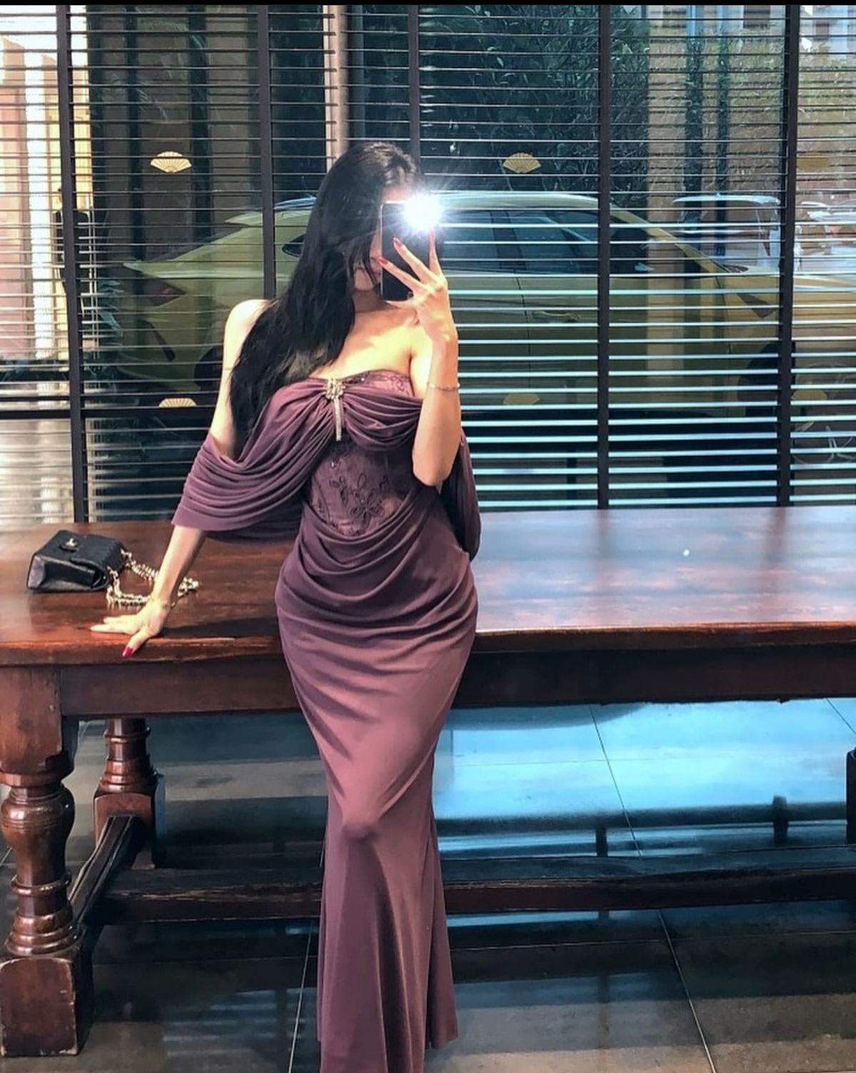 Elegant Purple Off Shoulder Draped Ruched Rhinestone Lace Corset Mermaid Long Evening Dress Porm Dress AD1435