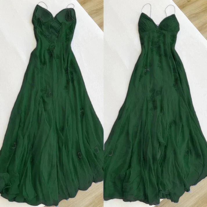 Gorgeous Purple Spaghetti Straps Sweetheart Floral Beaded Sheath Long Prom Dress AD1442