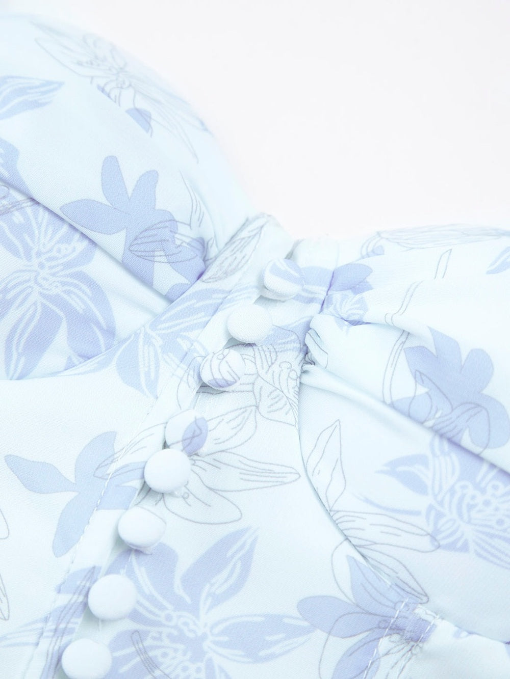 Chic Light Blue Sweetheart Straps Floral Print Corset Ruched High Slit Bodycon Long Prom Dress AD1497