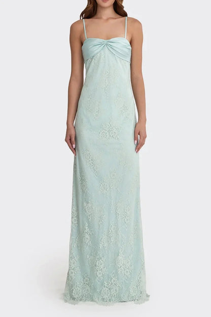 Romantic Blush Pink Lace Spaghetti Straps Prom Dress With Ruched Bodice AD156