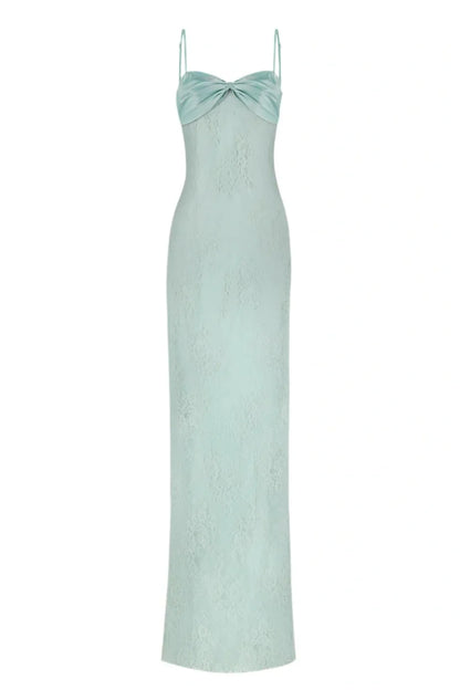 Romantic Blush Pink Lace Spaghetti Straps Prom Dress With Ruched Bodice AD156