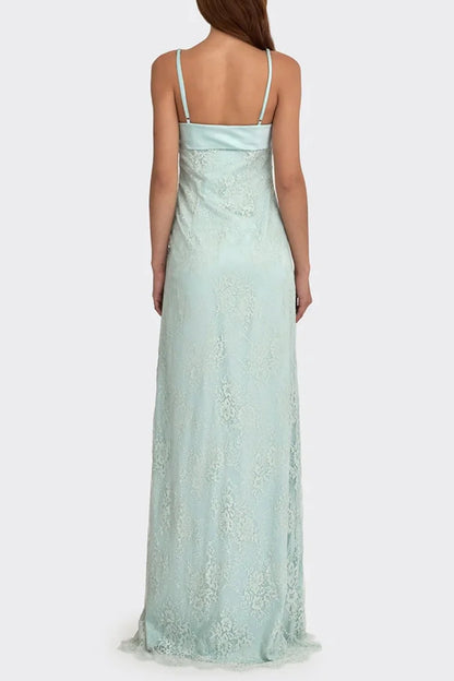 Romantic Blush Pink Lace Spaghetti Straps Prom Dress With Ruched Bodice AD156