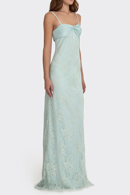 Romantic Blush Pink Lace Spaghetti Straps Prom Dress With Ruched Bodice AD156