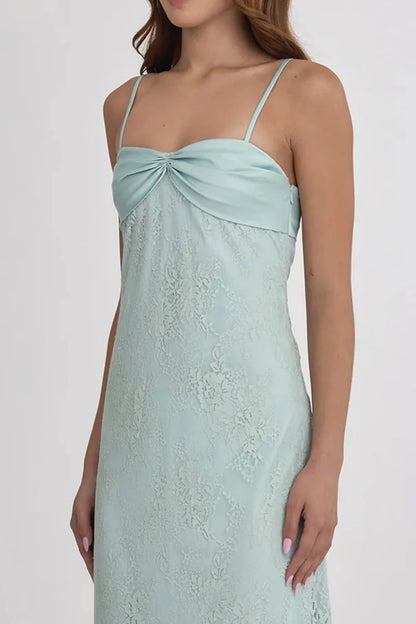 Romantic Blush Pink Lace Spaghetti Straps Prom Dress With Ruched Bodice AD156