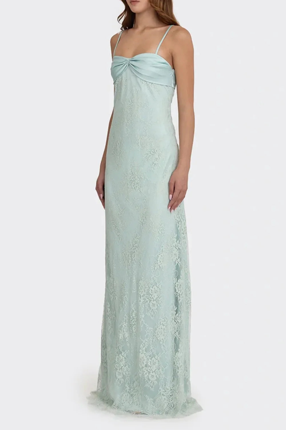 Romantic Blush Pink Lace Spaghetti Straps Prom Dress With Ruched Bodice AD156
