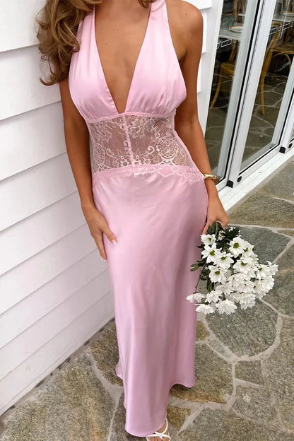 Charming Mermaid Deep V Neck Light Blue Long Prom Dress With Lace AD167
