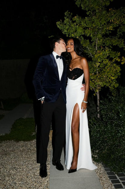 Stunning Mermaid Sweetheart White Long Prom Dress With Split Front AD170