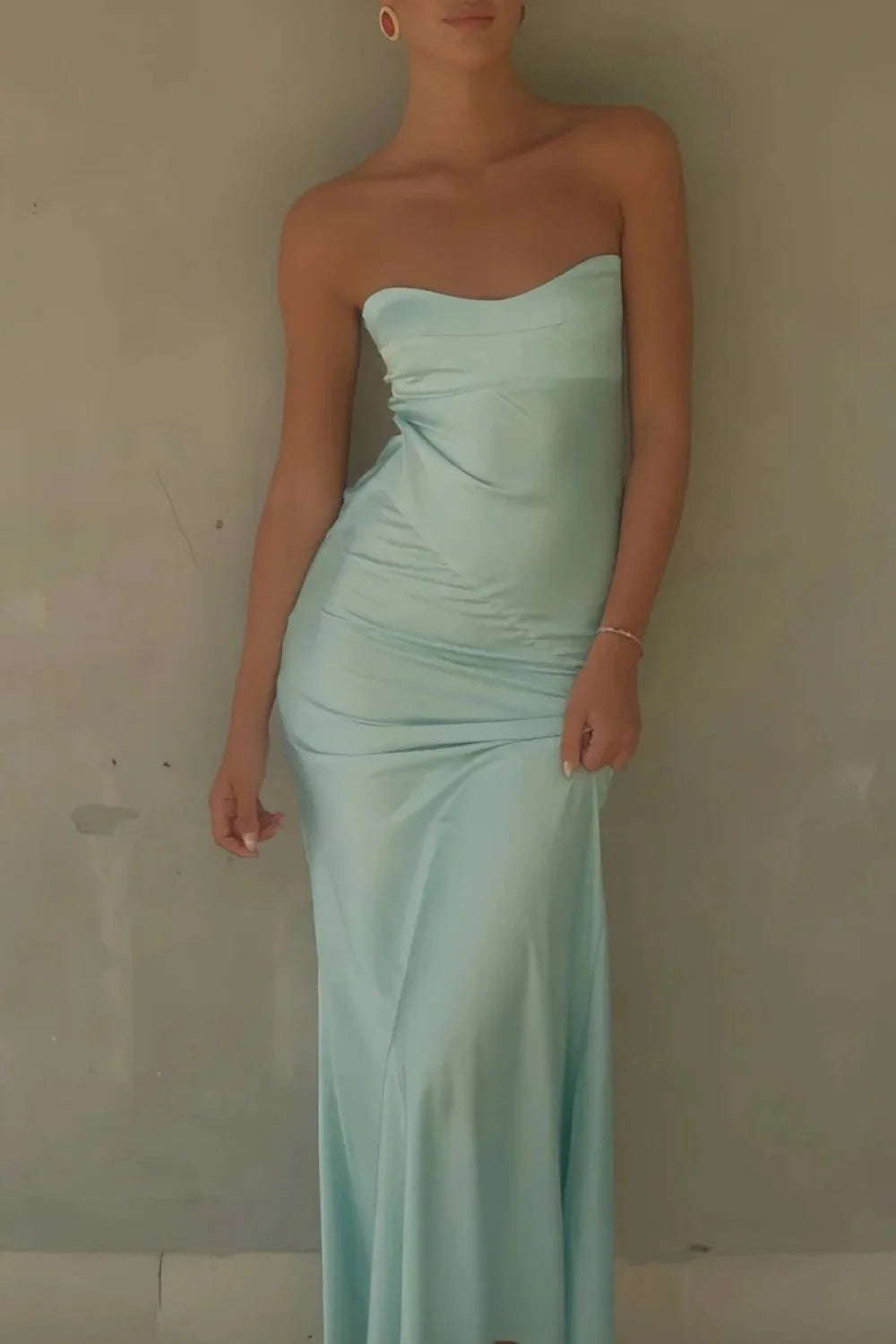 Simple Sheath Sweetheart Aqua Long Party Dress With Open Back AD186