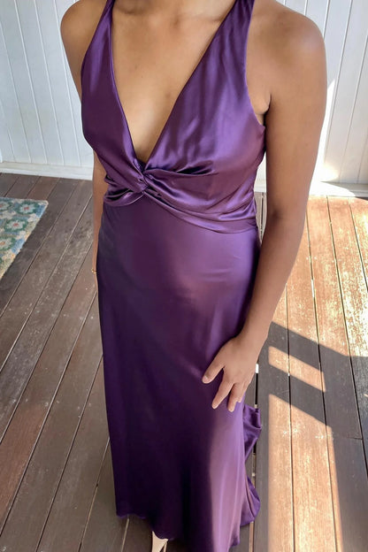 Elegant Mermaid Satin V Neck Prom Dress With Ruched Bodice AD189