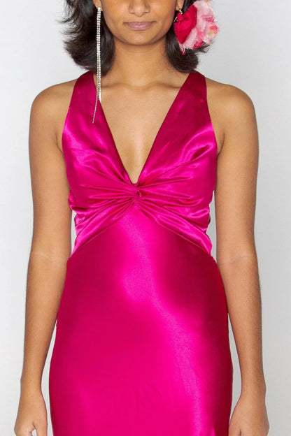 Elegant Mermaid Satin V Neck Prom Dress With Ruched Bodice AD189
