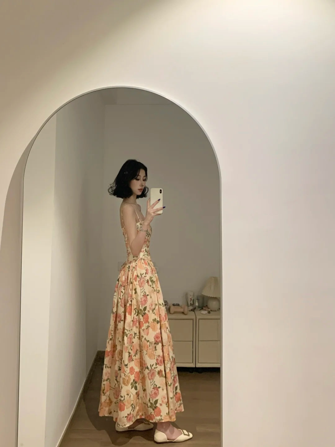 Romantic Pastel Floral Spaghetti Straps A-Line Long Prom Dress AD1375