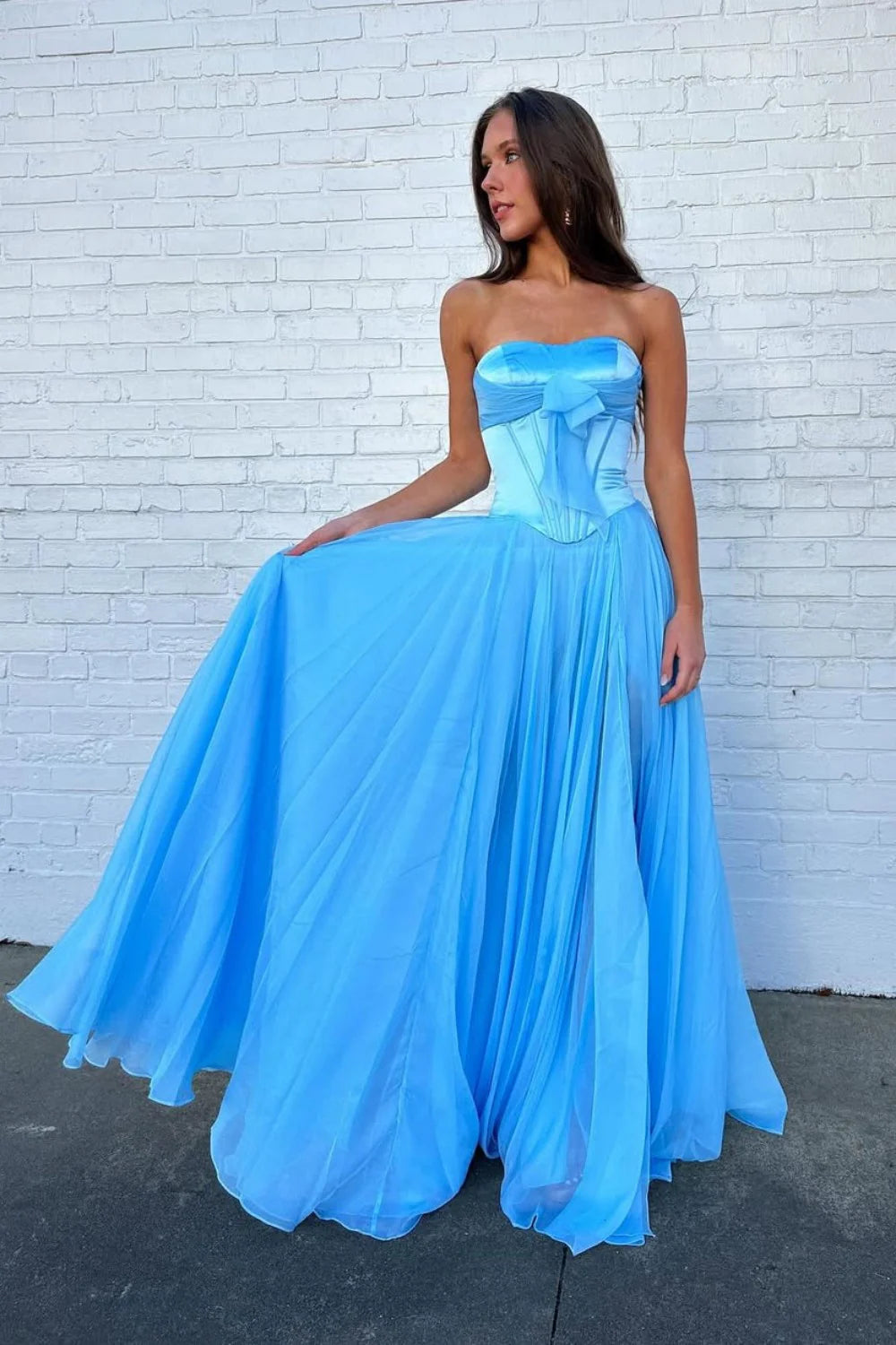 Sweety A Line Sweetheart Pink Corset Prom Dress With Bowknot Ruffles AD269