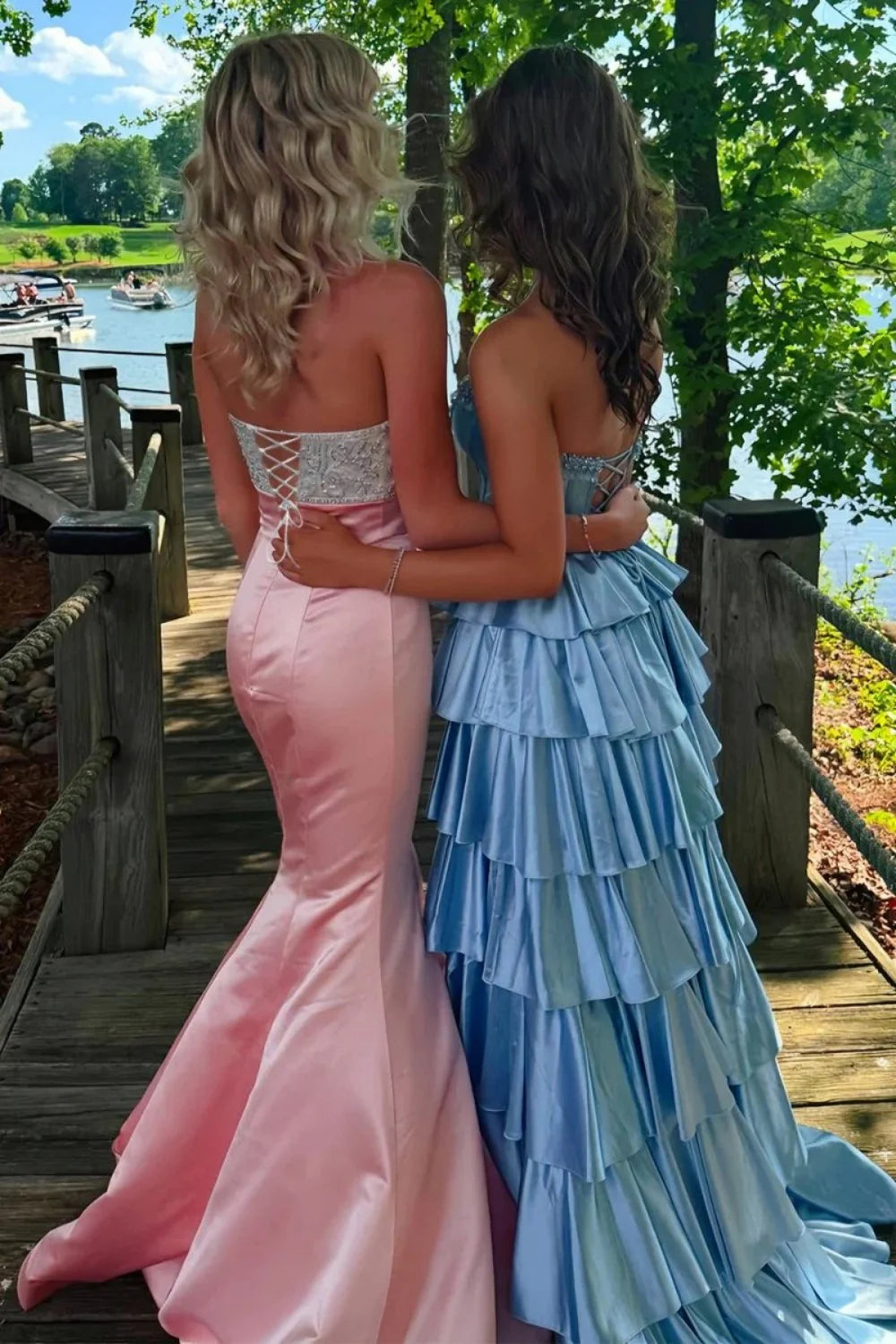 Cute Mermaid Sweetheart Pink Long Prom Dress With Beading Bowknot AD279