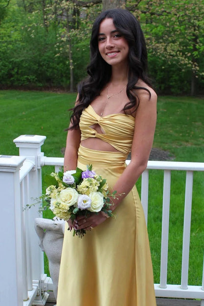Aqua Sweetheart Twist Front Cutout Long Satin Prom Gown AD287