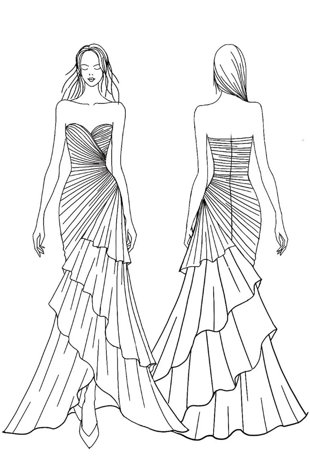 Elegant Mermaid Sweetheart Long Ruched Prom Dress With Layered Skirt AD311