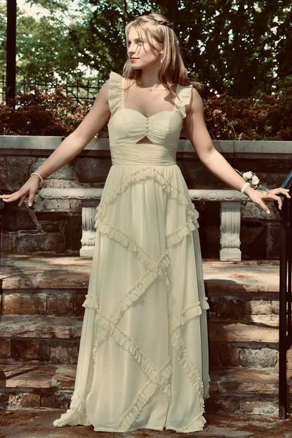 Trenidng A Line Sweetheart Blue Long Prom Dress With Ruffles AD342