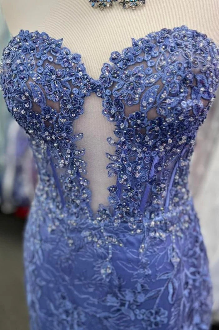 Backless Sequin Mermaid Prom Dress With Sweetheart Neckline And Delicate Appliques AD346