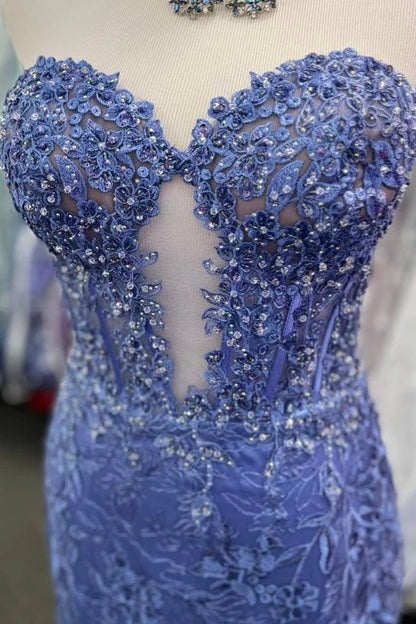 Backless Sequin Mermaid Prom Dress With Sweetheart Neckline And Delicate Appliques AD346