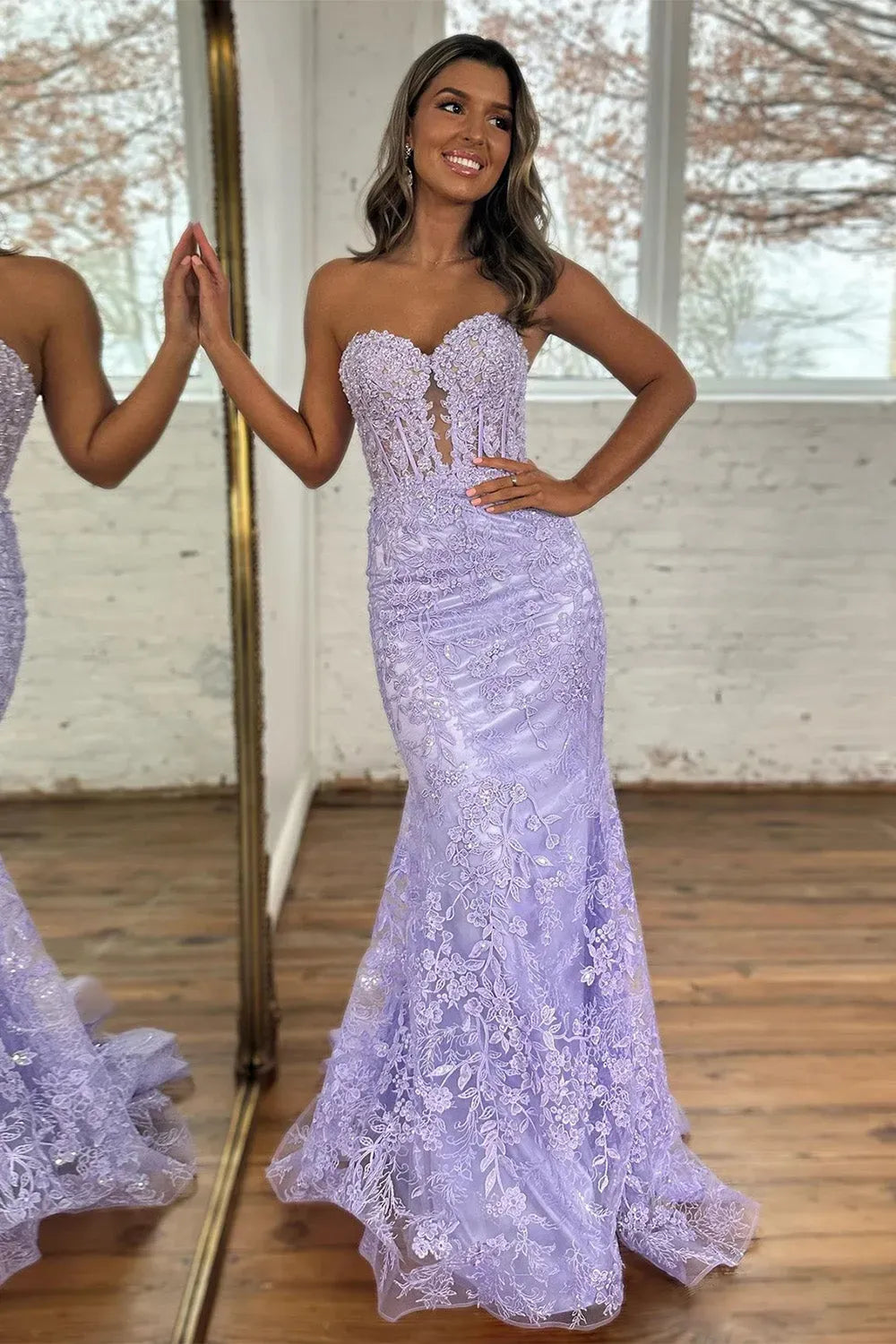 Backless Sequin Mermaid Prom Dress With Sweetheart Neckline And Delicate Appliques AD346