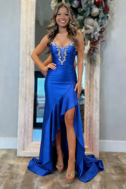 Elegant Black Mermaid Prom Dress With Sparkle Detail And Plunge Neckline AD386
