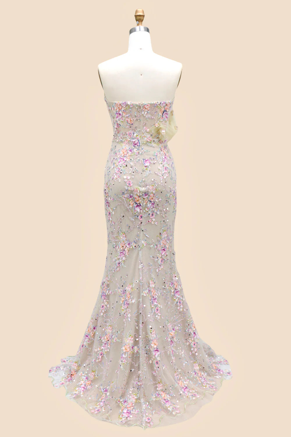 Blossom Shimmer One Shoulder Sequin Prom Dress With Floral Embellishments AD389