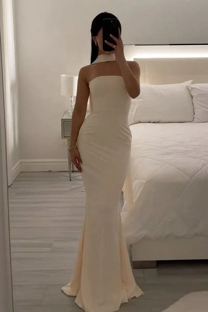 Classic Mermaid Strapless Yellow Long Prom Dress With Scarf AD417