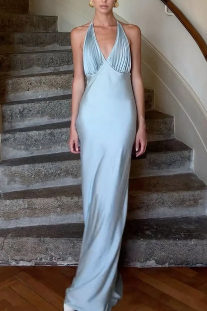 Chic Mermaid Deep V Neck Orange Long Prom Dress With Ruched AD429