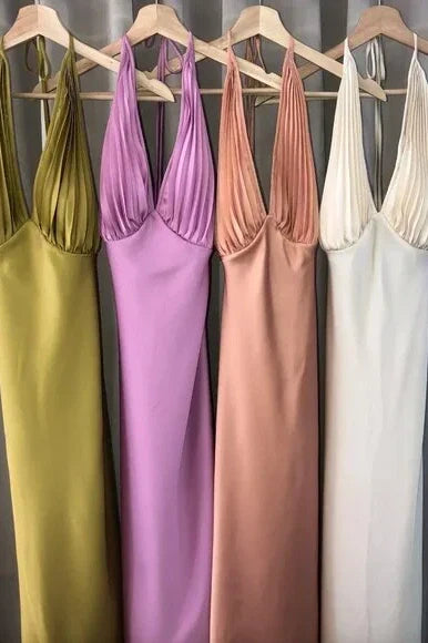 Chic Mermaid Deep V Neck Orange Long Prom Dress With Ruched AD429