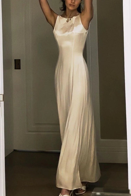 Charming A Line Jewel Neck White Long Party Dress With Ruffles AD437