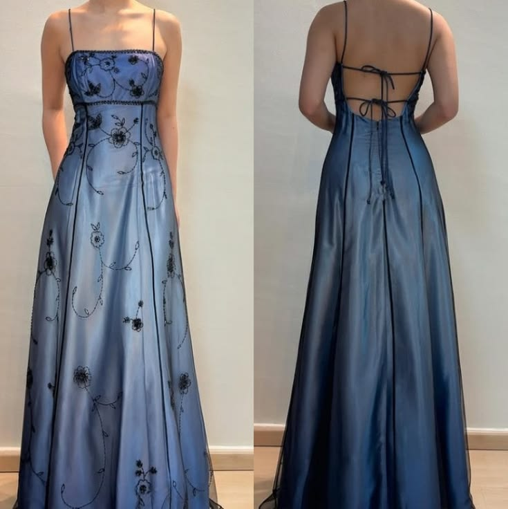 Vintage Lavender A‑Line Spaghetti Straps Prom Dress With Sheer Tulle & Floral Beaded Detail AD463