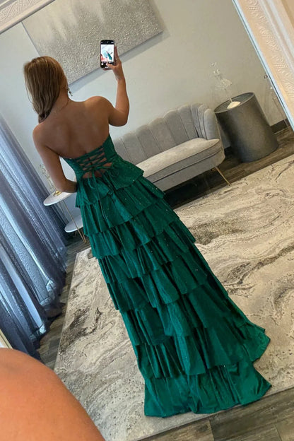 Gorgeous A-Line Sweetheart Lace Up Beaded Prom Dress With Keyhole Bodice And Ruffle Skirt AD532
