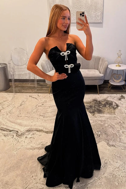 Stylish Mermaid Sweetheart Hot Pink Long Prom Dress With Bowknot Beading AD548